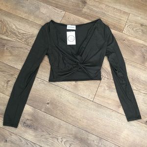 Laura’s Boutique Olive Green Tie Crop Top